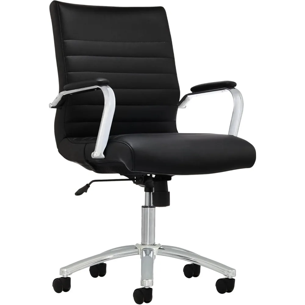 

Кожаное кресло со средней спинкой Modern Comfort Series Winsley, черное