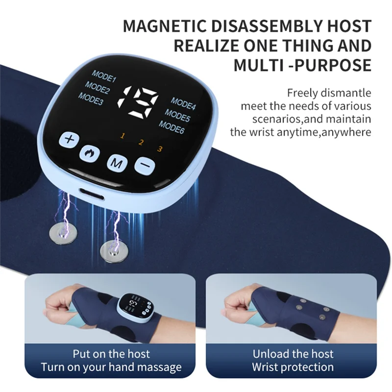 ABVI-EMS For Wrist Massager Electric Heating Rechargeable Heating Pad For Wrist Pain Relief Carpal Tunnel Fatigue