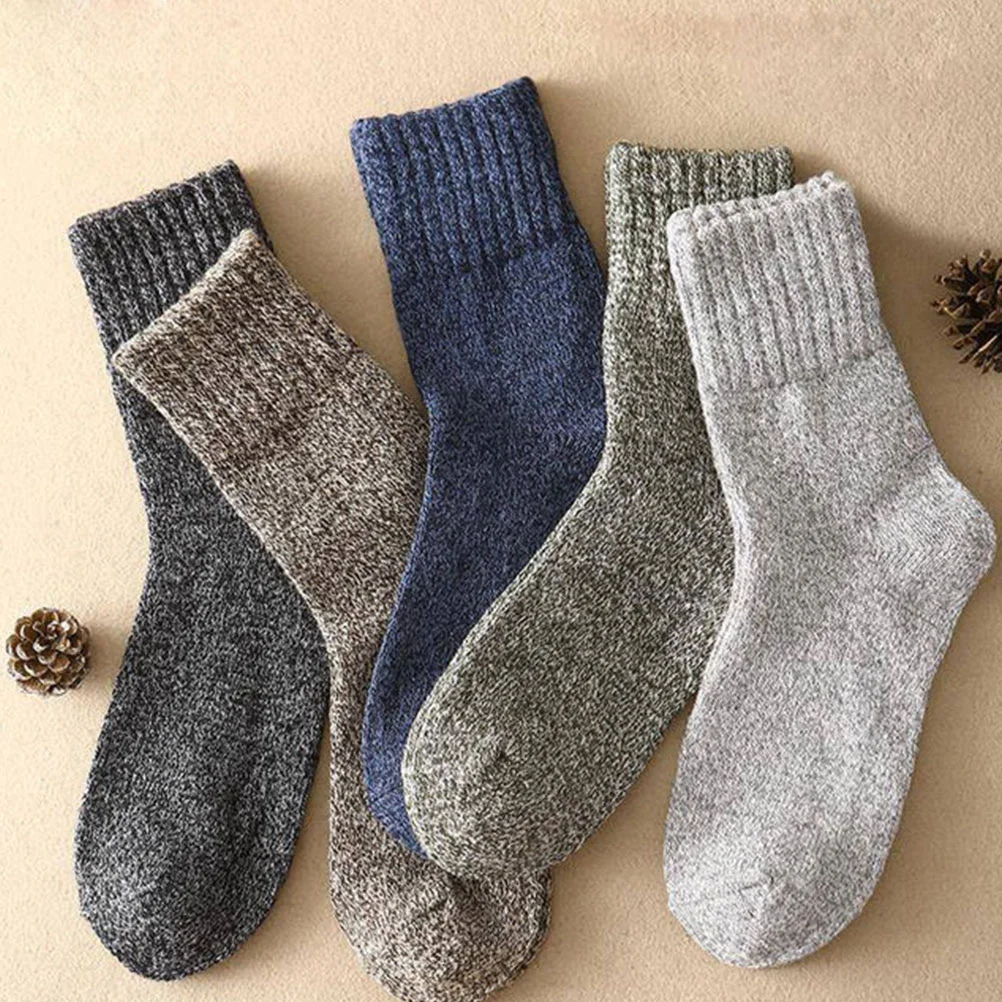 

5 Pairs Thermal Stockings Men Winter Socks Autumn and Warm High Ankle for