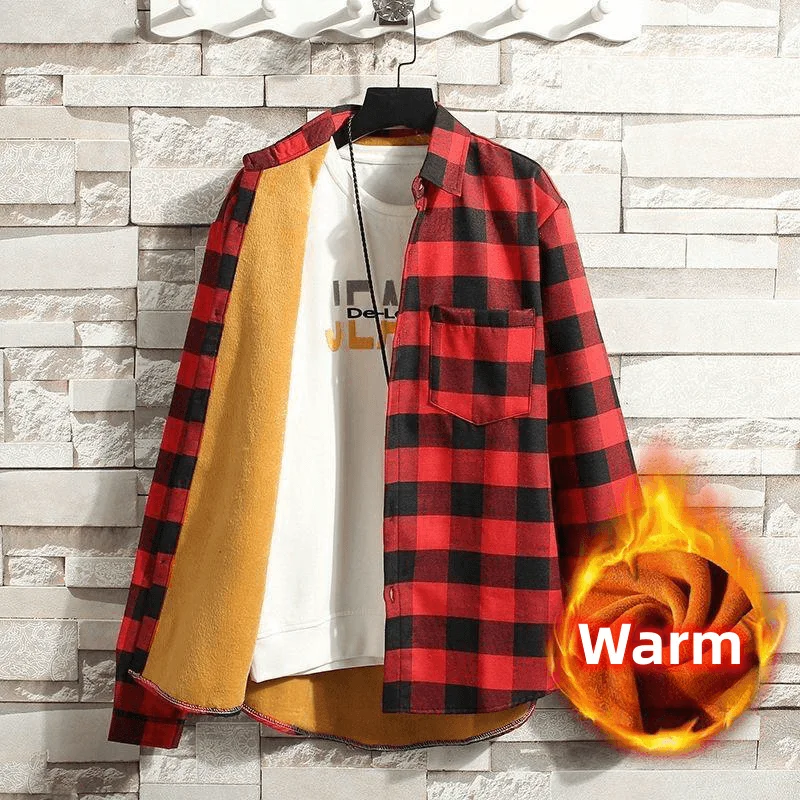 Men\'s Autumn Winter New Casual Fashion Long Sleeve Plaid Shirt Thick Warm Men\'s Casual High Quality Soft Large Size Shirt M-3XL