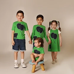 AA SS25-Denim Balloon Applique With Frayed Edges Girl Cami Dress Boy Set And Girl Long Sleeve Tee Boy Top With A Pocket