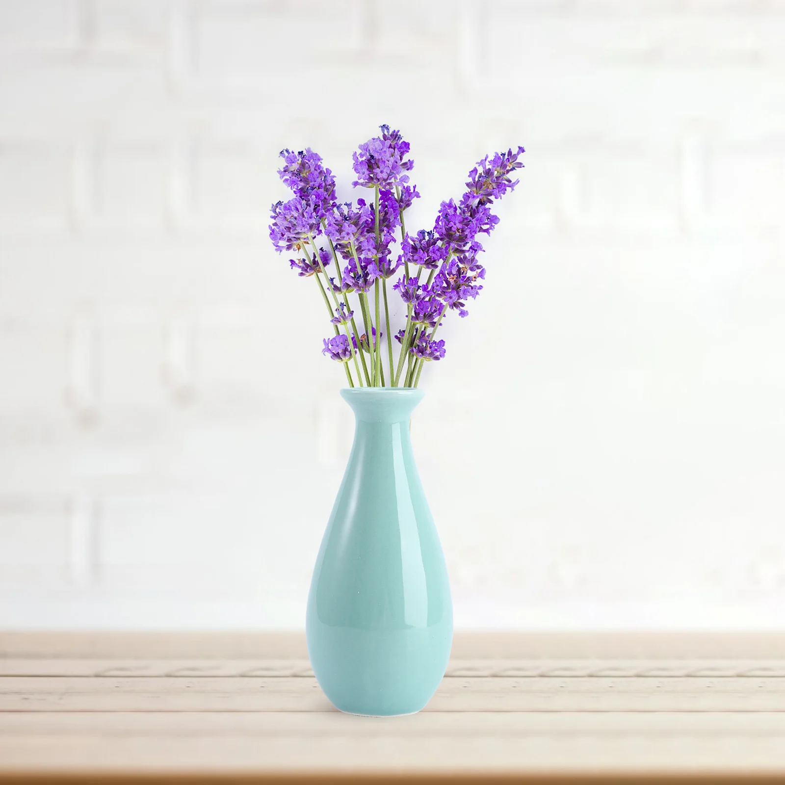 

Ceramic Small Vase White Simple Design Bottle Bottom 25cm Decorative Desktop Flower Vase for Home Office Decor