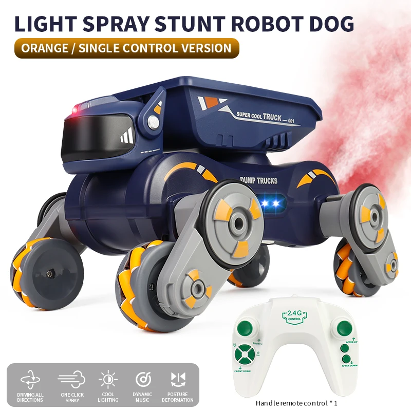 RC Stunt Robot Dog, Luz colorida, Jet Smoke Spray, 4Wd Swing Arm, Carro de escalada, Controle de gestos, Drift Toys for Kids, Presente