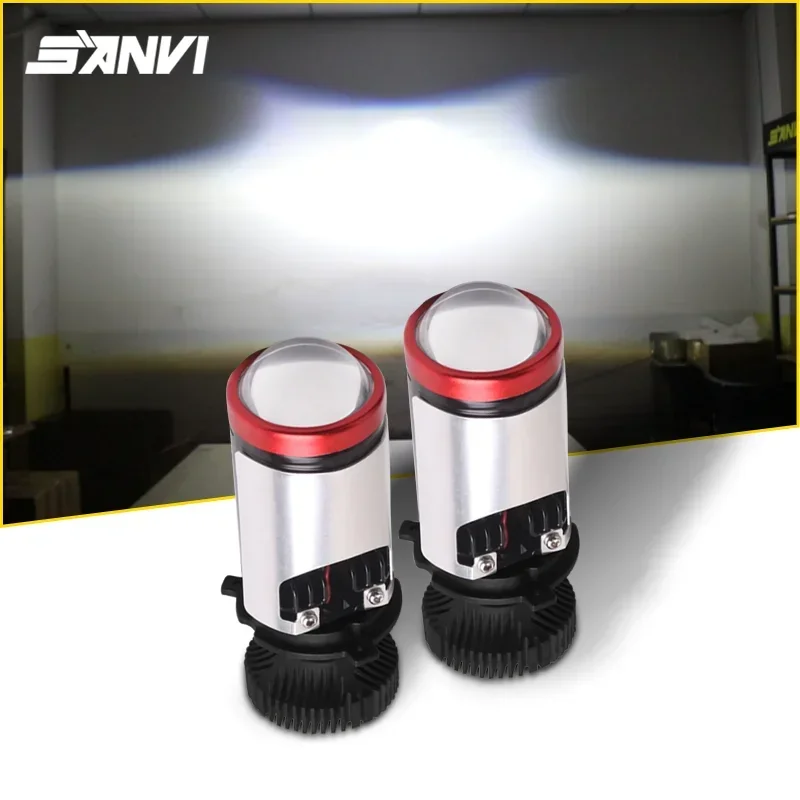 2PCS SANVI H4 Mini Bi Led Projector Lens Headlight Bulbs 12V 90W Turbo Lamps For Car Motorcycle LED Light Retrofit Plug and Play