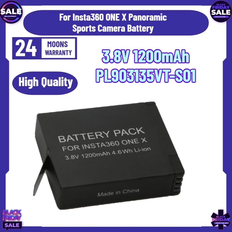 

1200mAh Suitable for Insta360 ONE X Panoramic Sports Camera Battery PL903135VT-S01 High-capacity Battery