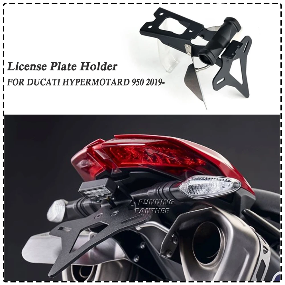 

Motorcycle Accessories Rear Tail Frame License Plate Holder Tail Wing Frame FOR Ducati Hypermotard 950 2019-2024