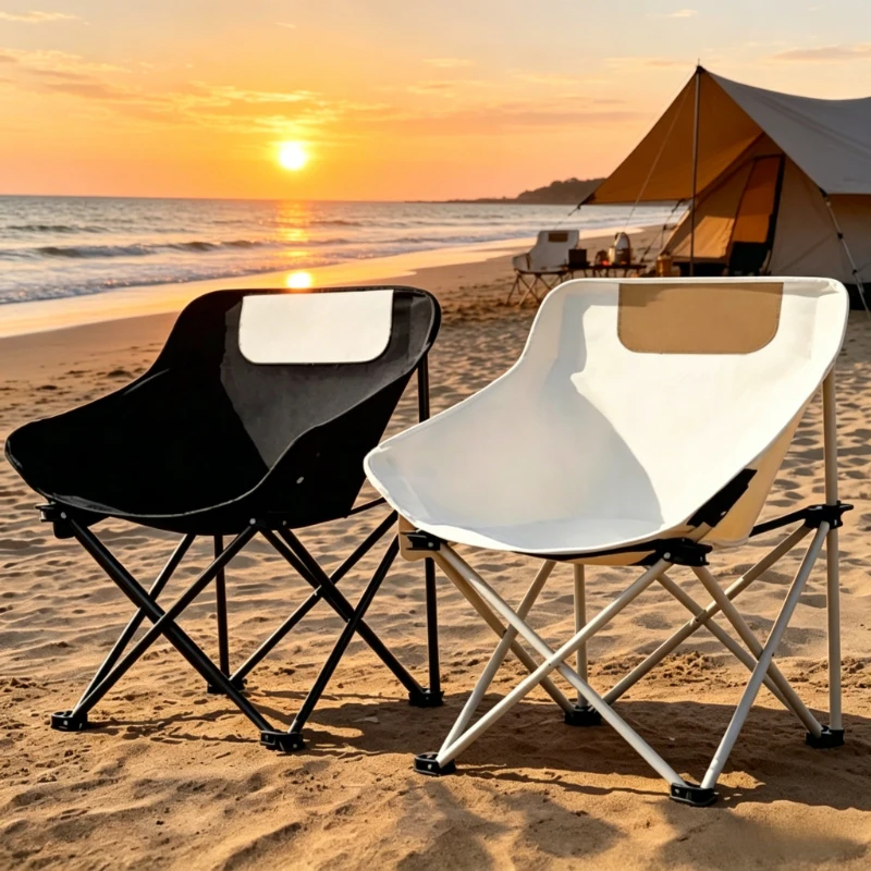 Foldable Oversized Outdoor Chair with Side Pocket Portable Oxford Cloth Chair for Camping Beach Picnic Fishing