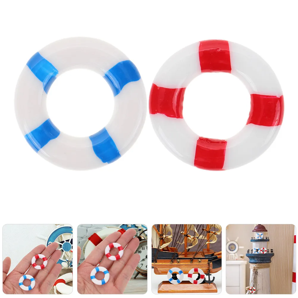 

24pcs Resin Swimming Ring Miniature Nautical Decor Mediterranean Style Life Ring Buoy For Coastal Home Decor Bonsai Marine Theme