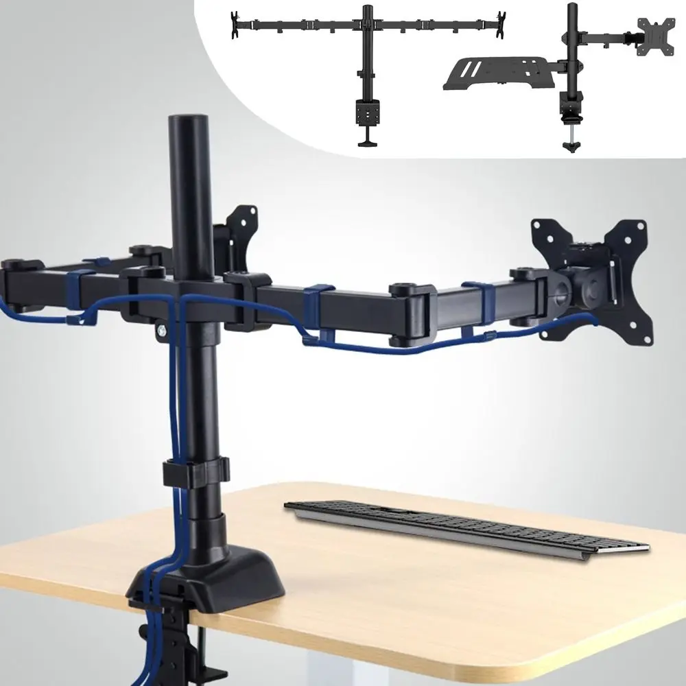 

360°Free Rotating Monitor Bracket with Clamp Holder Telescopic Multifunctional Screen Mount Stand Dual Arm Expandable