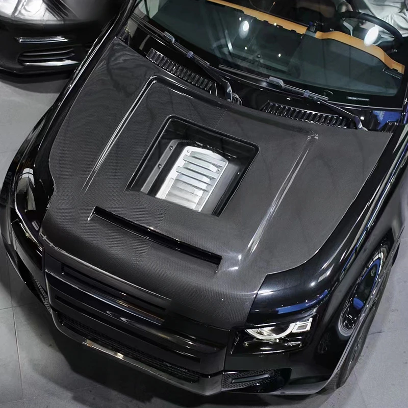 For Land Defender 90 110 130 Dry Carbon Transparent Engine Hood Kit Fit 20-24