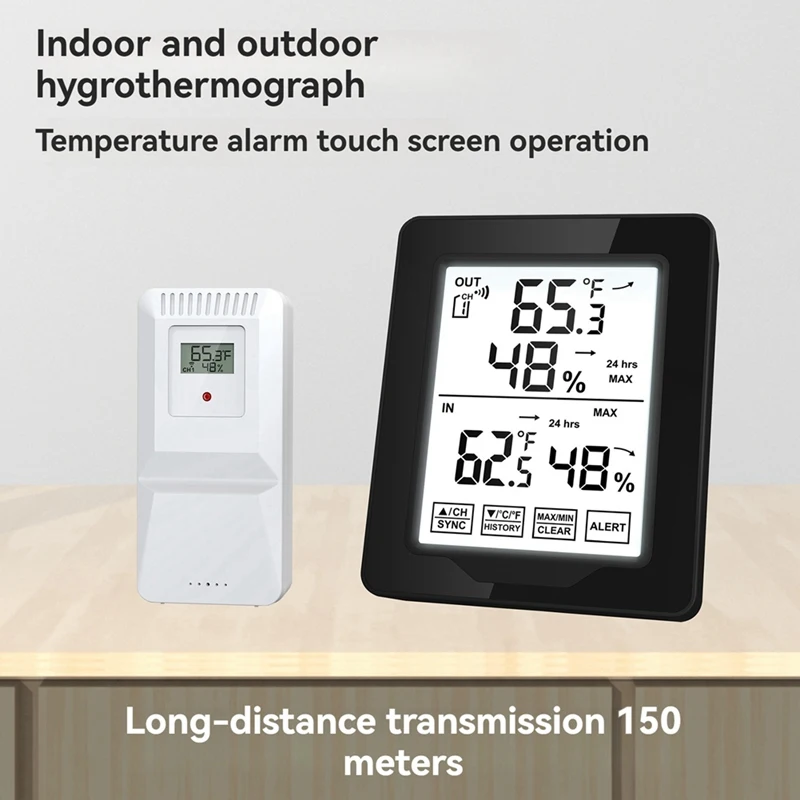 

Indoor And Outdoor Digital Electronic Temperature And Humidity Meter With 1 Sensor Backlight Wireless Long-Distance