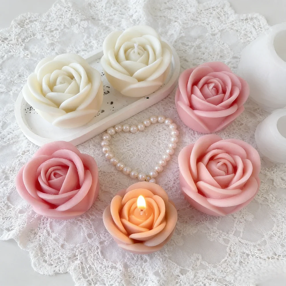 Mehrgrößen 3D Romantische Rosen-Silikonform DIY Kerzen- und Seifenherstellungswerkzeug Hochzeitstorten-Dekoration Perfektes Valentinstagsgeschenk – Detail 5