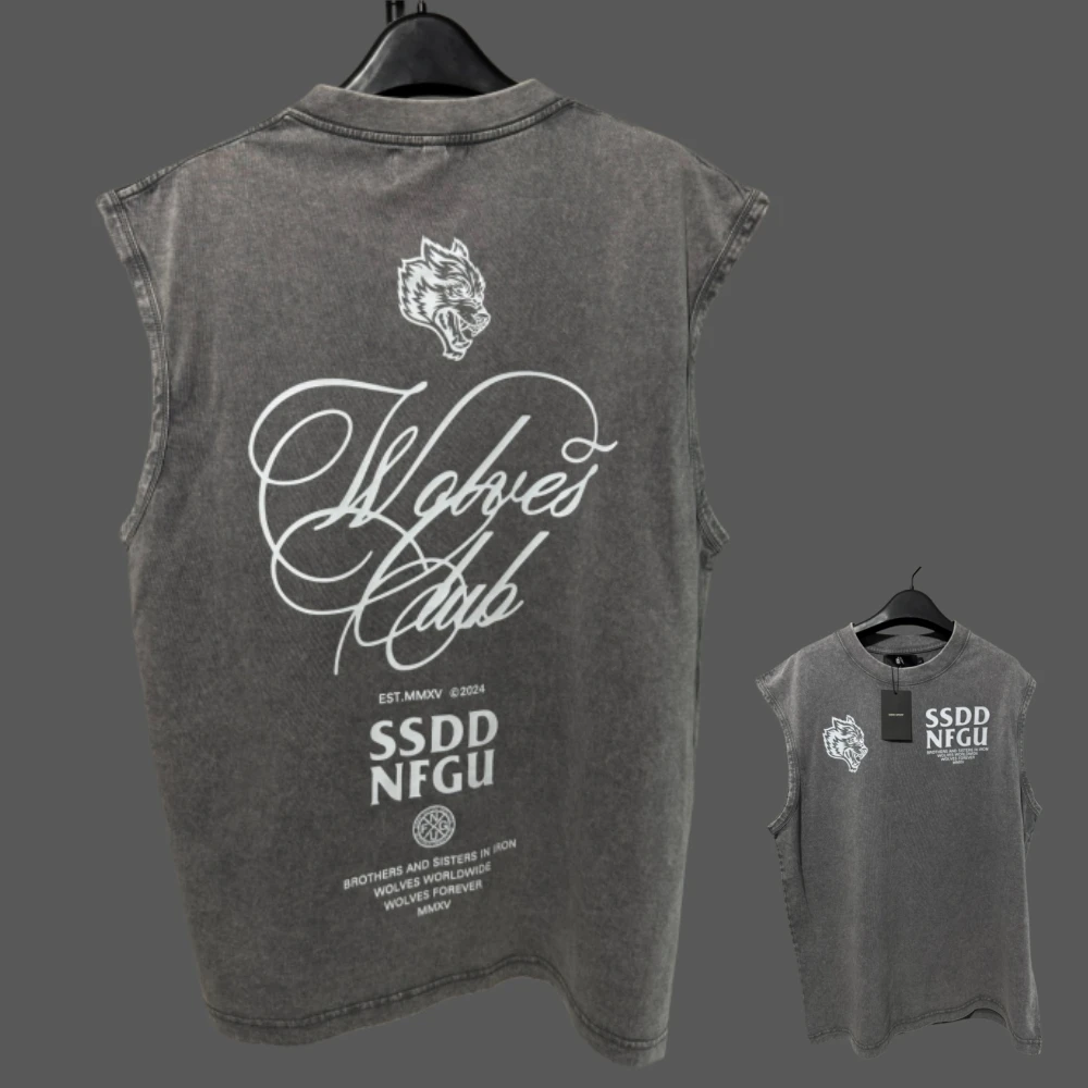 الصيف القطن الرجال غسلها القطن تانك القمم العضلات الصالة الرياضية أكمام تجريب تي شيرت صدرة للجري الشاطئ فضفاض تيز Y2k الملابس