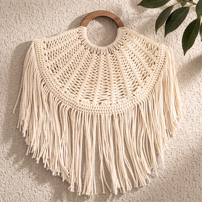 

Handwoven Beach Crescent Bags For Women Luxury Designer Handbag Purse 2026 New In Polyester Cotton Tassel Slim Underarm Shoulder