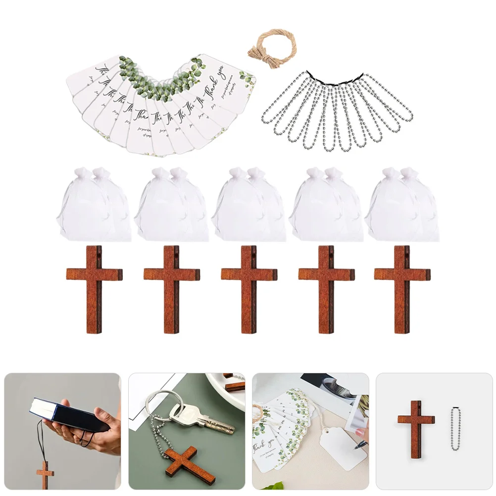 

50Sets Cross Pendant Multipurpose Wooden Charms Small Lightweight Hanging DIY Home Wedding Bedroom Decor Wood Cross Craft