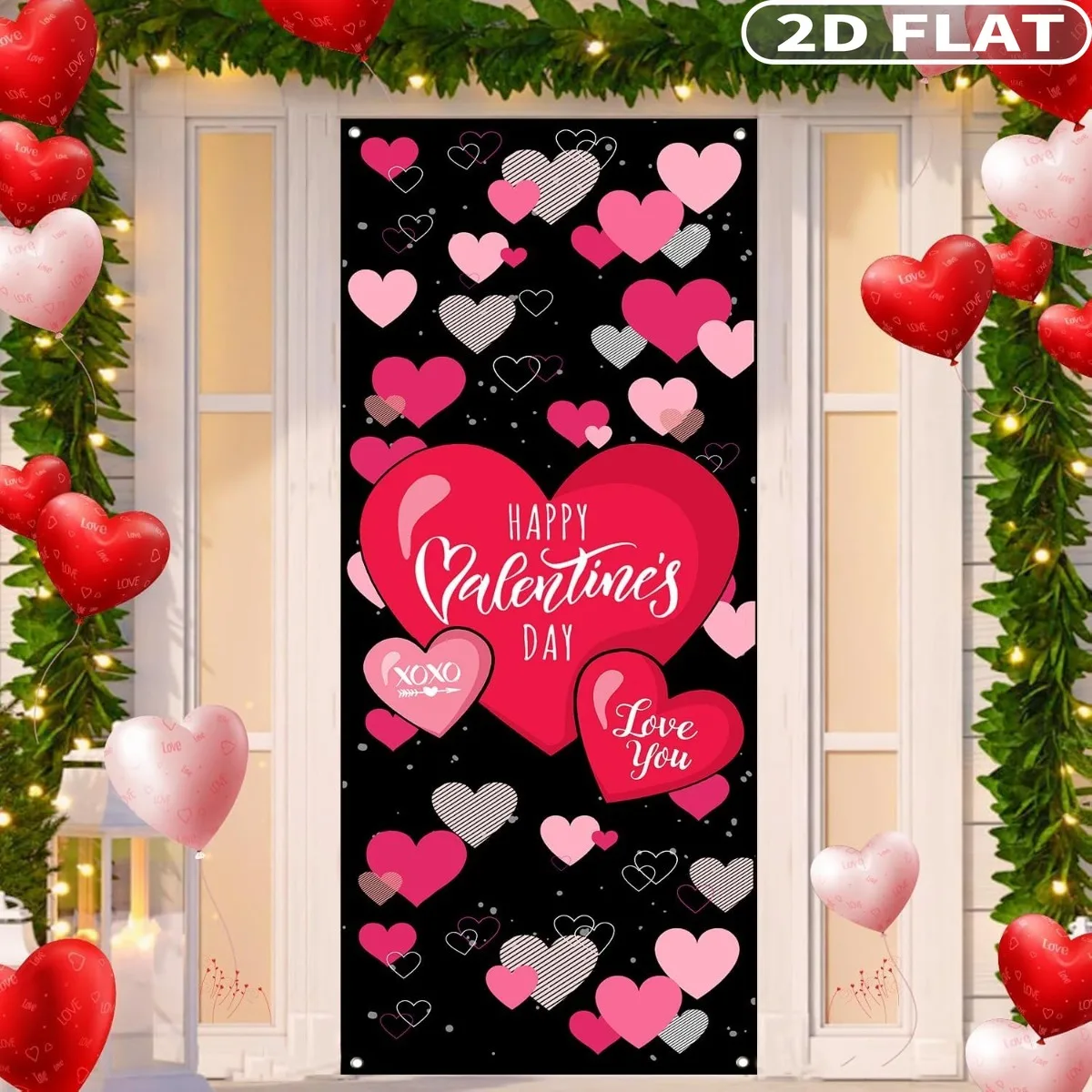 1pc Happy Valentine's Day Door Cover with Grommets
