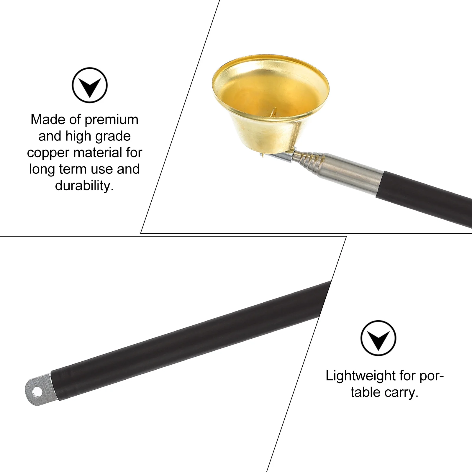 1 قطعة جرس قابل للتمديد قسط النحاس الفتيل طفاية النار آمنة خفيفة الوزن المحمولة ملحق معبد المنزل #2