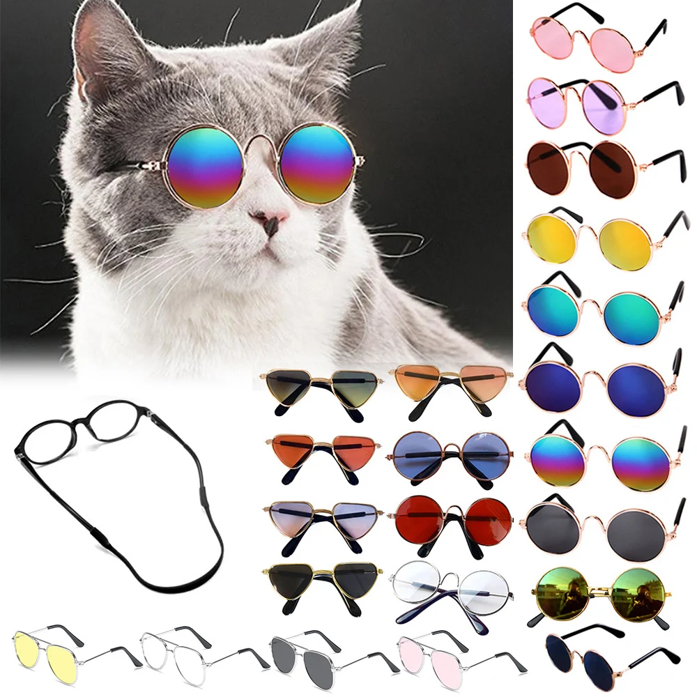 Glasses For a Cat Pet Products Goods For Animals Dog Accessories Cool Funny The Kitten Lenses Sun Photo Props Colored Sunglasses