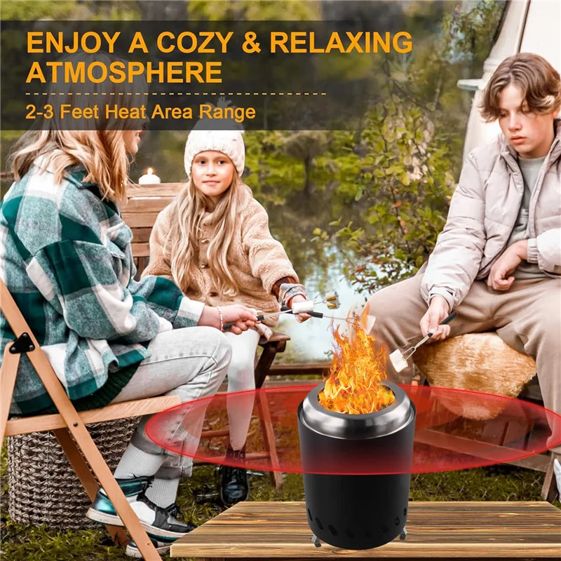 Portable Stainless Steel Burner Heater Mini Fire Wood Stove Bonfire Furnace  Outdoor Camping Smokeless Fire Pit Brazier
