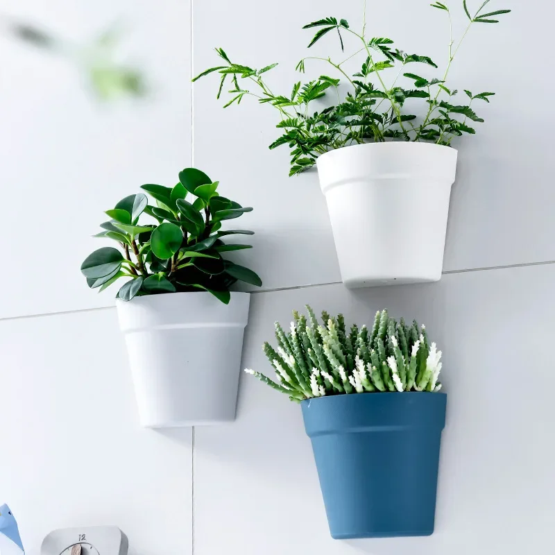 Wall-mounted Plastic Potted Plant Flowerpot Creative Wall Balcony Indoor Bonsai Semi Circular Small Pot