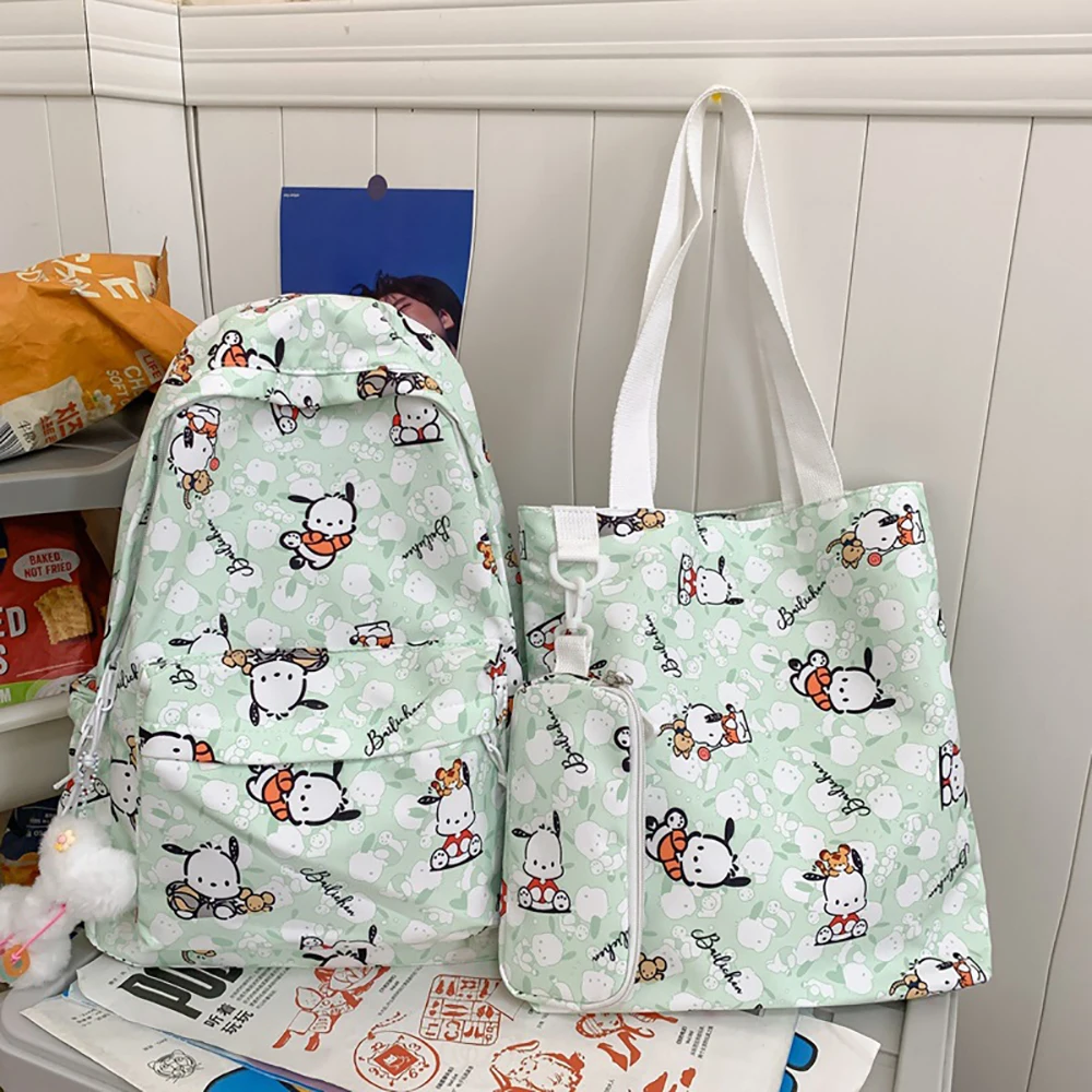 

Sanrio Cartoon School Bags Pochacco Schoolbags High School College Students Backpacks with Keychain Student Handbags Pencil Case