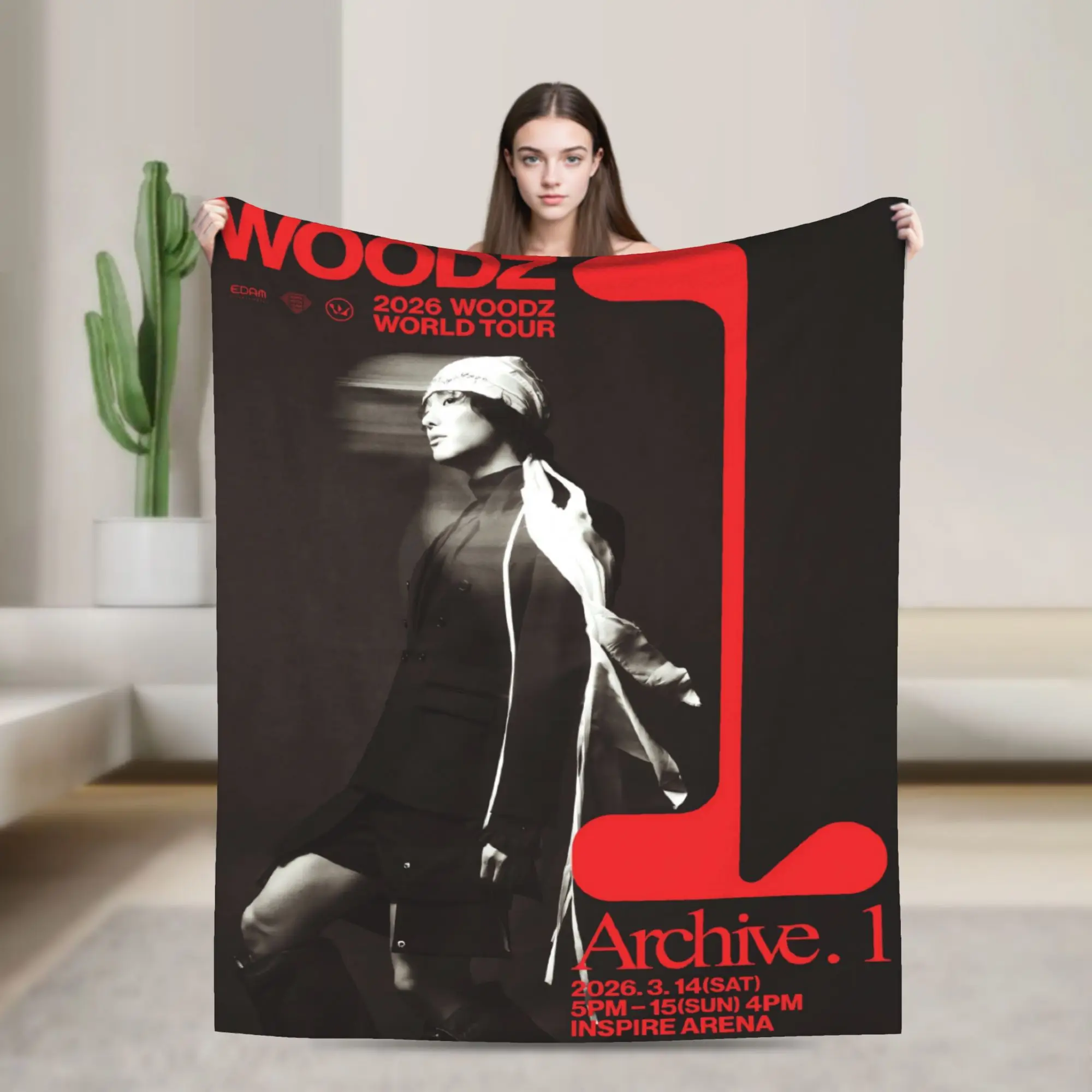 2026 WOODZ World Tour Flannel Blankets  Soft Throw Blanket for Home Decor Airplane Travel Street Trend Bedspread Sofa Bed Cover