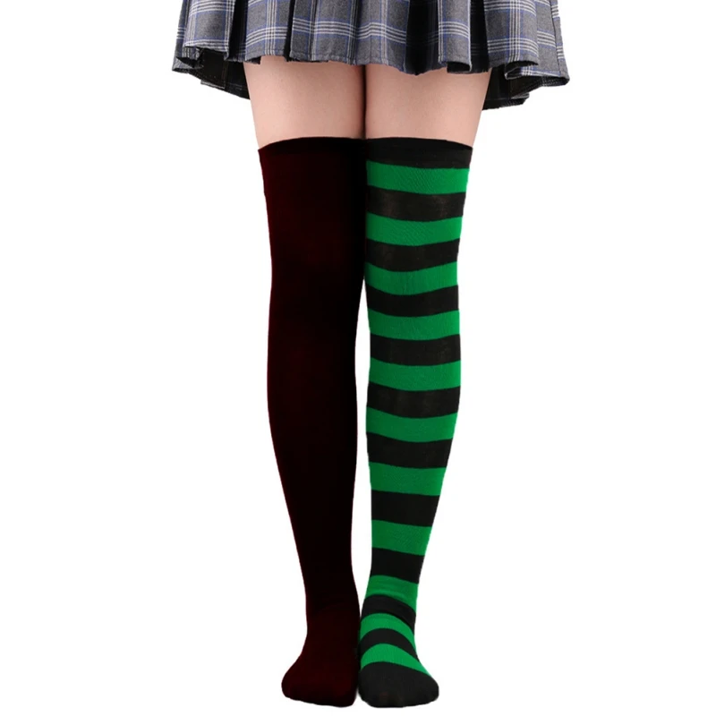 Girls Color Striped Stockings Halloween Cosplay Colorblocking AB Stockings Striped Long Socks Girls Knee Thigh High Socks