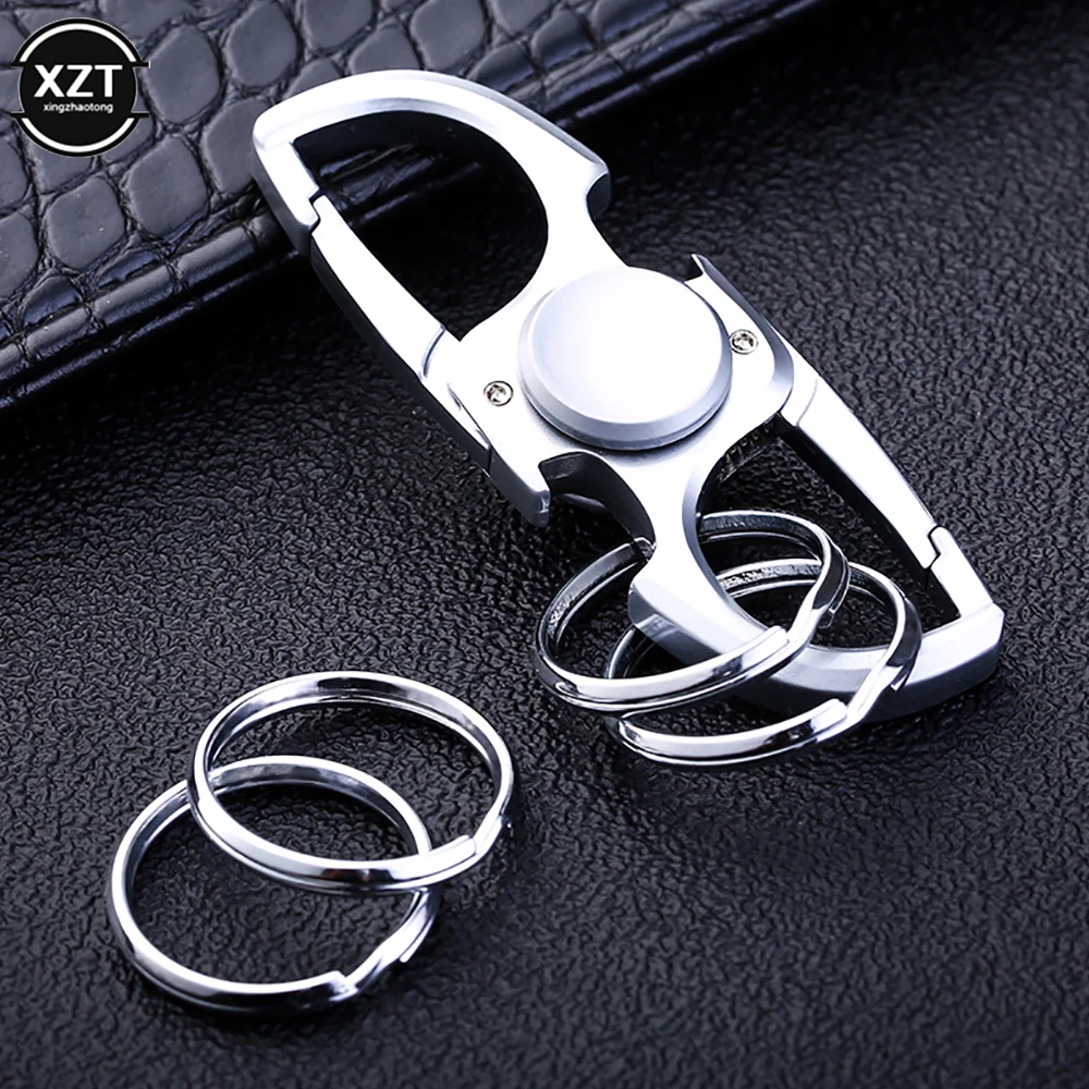 New Creative Fingertip Gyro Key Chain Quality Alloy Multifunctional Bottle Opener Knife Key Ring Men Waist Hanging Car Keychains