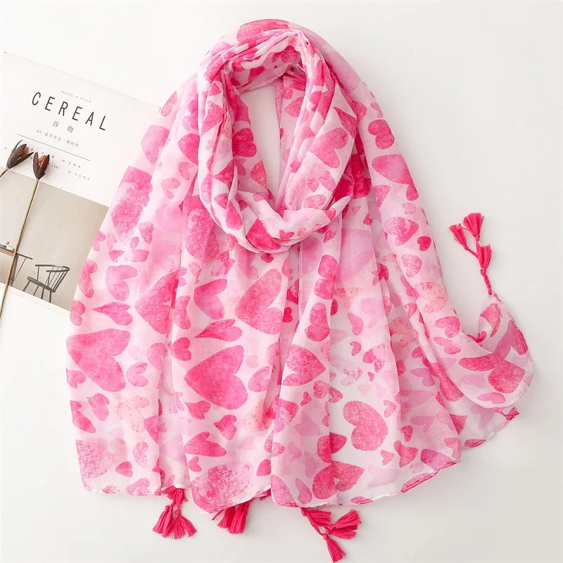 Export Artistic and Fashionable Clothing for Foreign Trade, Paired with Cotton and Linen Textured Scarves, Heart-shaped Scarves,