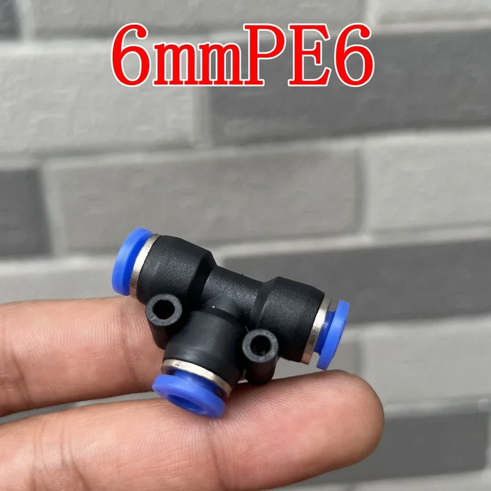 6mm Water Pipe Tee Joint PE6 Slip-Lock Quick Connector Tee  Hose Connector Pneumatic Pipe Mist Cooling Pipe Joint