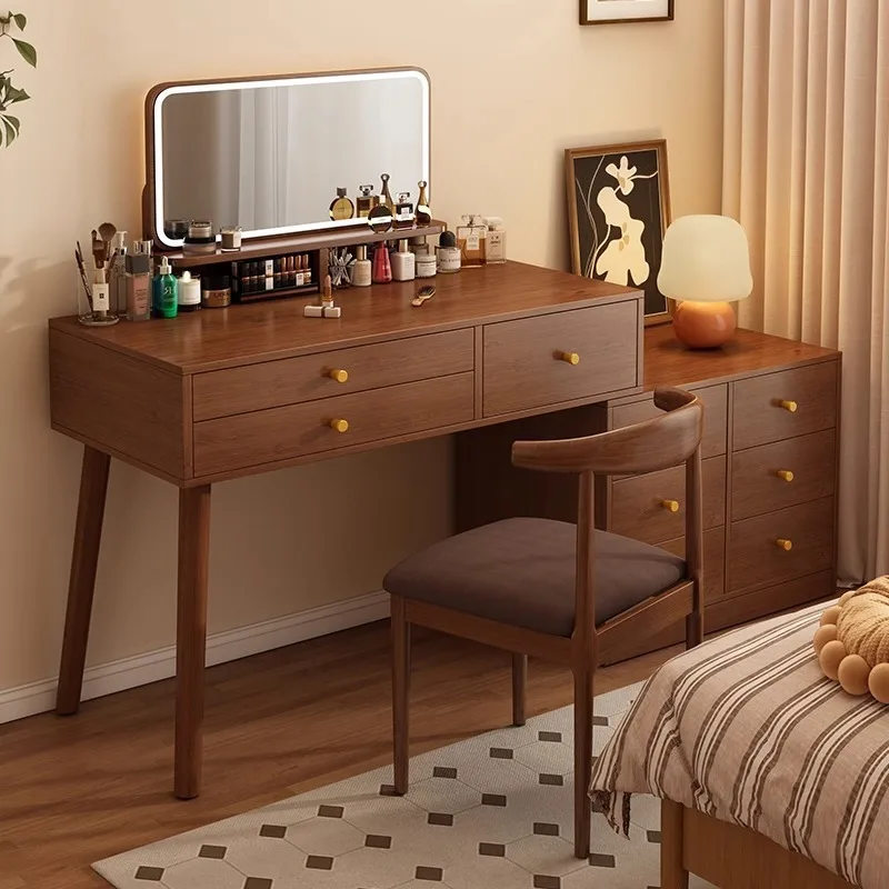 

Dresser New Chinese light luxury high-end walnut makeup table Modern simple bedroom Small apartment makeup table factory