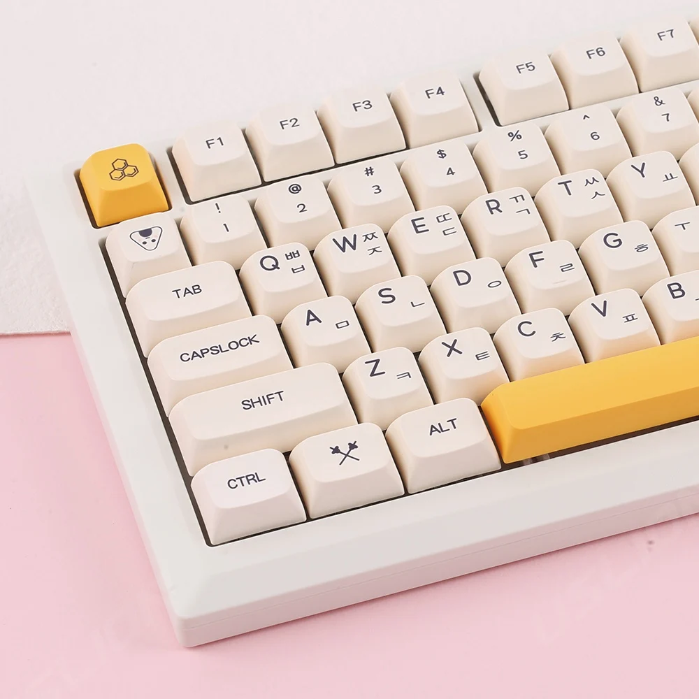 USLION 140 Keys Honey Milk Theme XDA Keycaps PBT Dye Sublimation Korean Japanese English Key Caps For Gaming Mechanical Keyboard