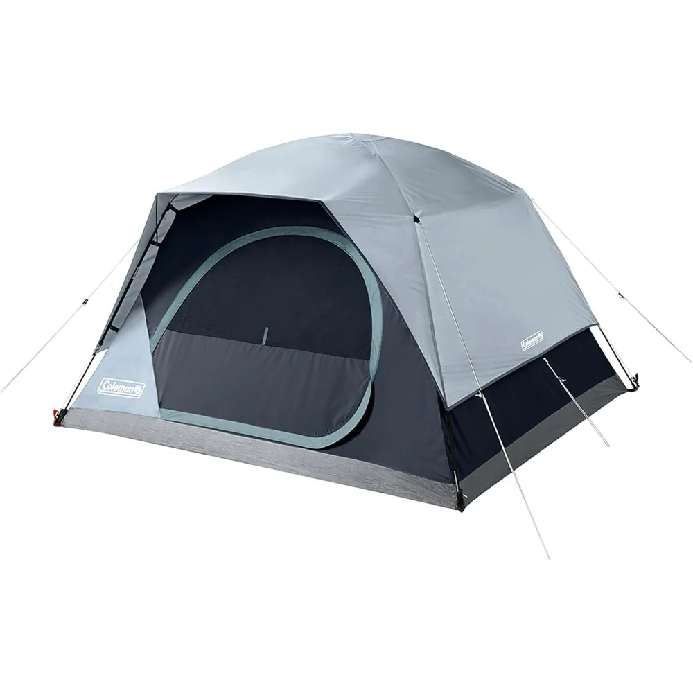 

Skydome Camping Tent with LED Lights, Weatherproof 4 Person Family Tent includes Pre-Attached Poles, Rainfly, Carry Bag