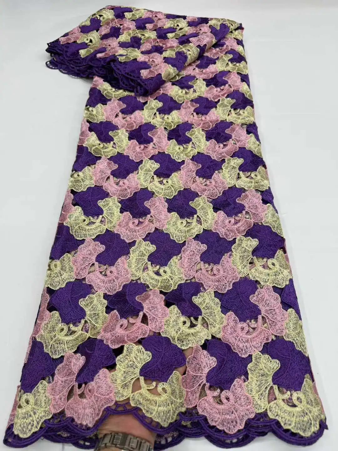 

Nigerian Milk Silk Lace Fabric African Cord Lace Fabric 2026 High Quality Water Soluble Beaded Lace Material For Wedding Sewing