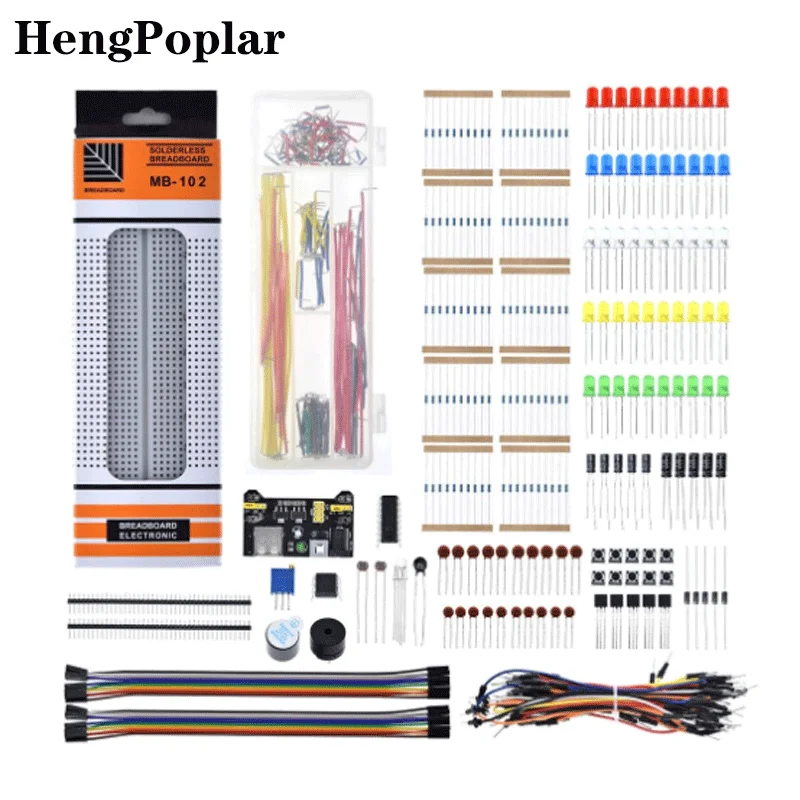 Electronics Component Basic Starter For Arduino Kit With 830 Tie-points Breadboard Cable Resistor Capacitor LED Potentiometer