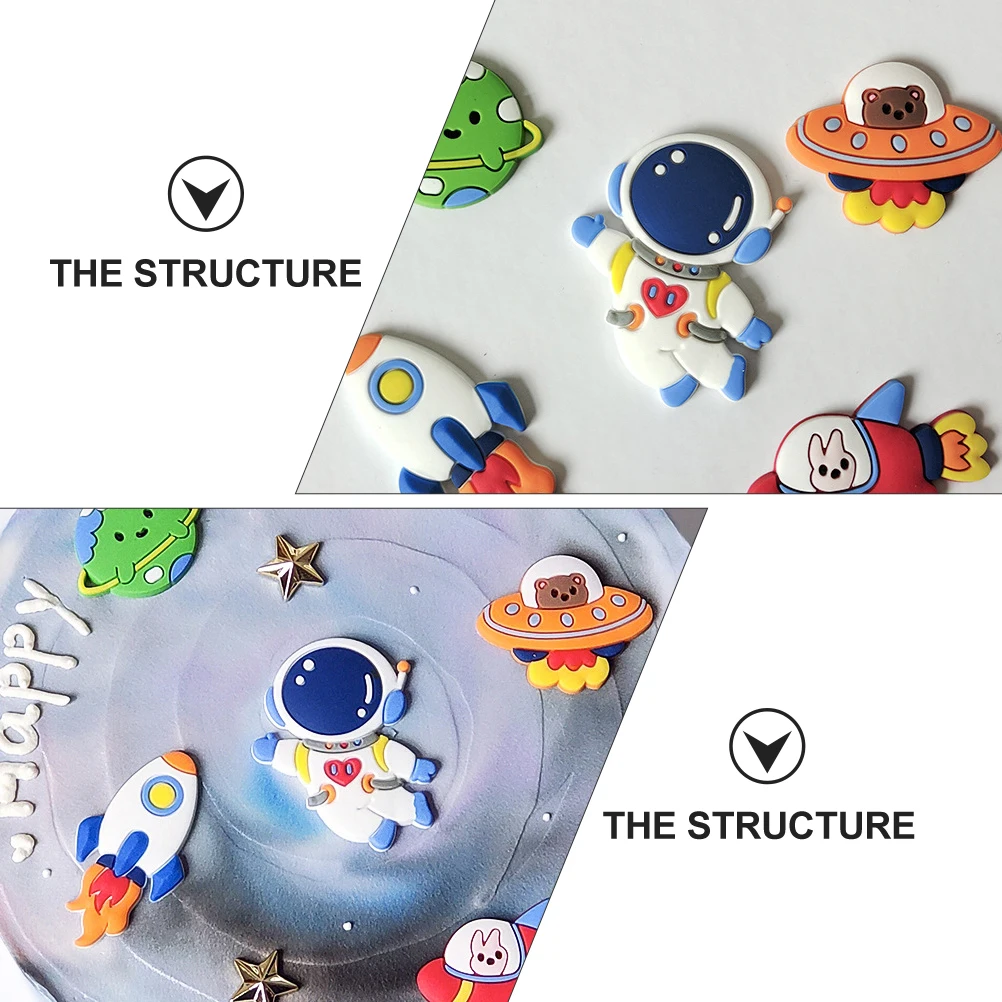 

15 pcs Space Pattern Cake Decorcreative Birthday Cake Supplies Wedding Kids Party Outer Space Theme Ornament Set