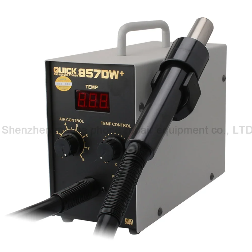 QUICK 857DW+ Soldering Station Adjustable Hot Air Gun Station With Helical Wind 580W SMD Rework Station Heating Element