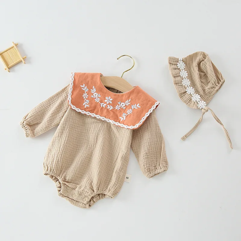 

Doll Collar Embroidered Rompers Spring and Autumn New Long Sleeve Fashion Cute All-match Casual Princess Rompers