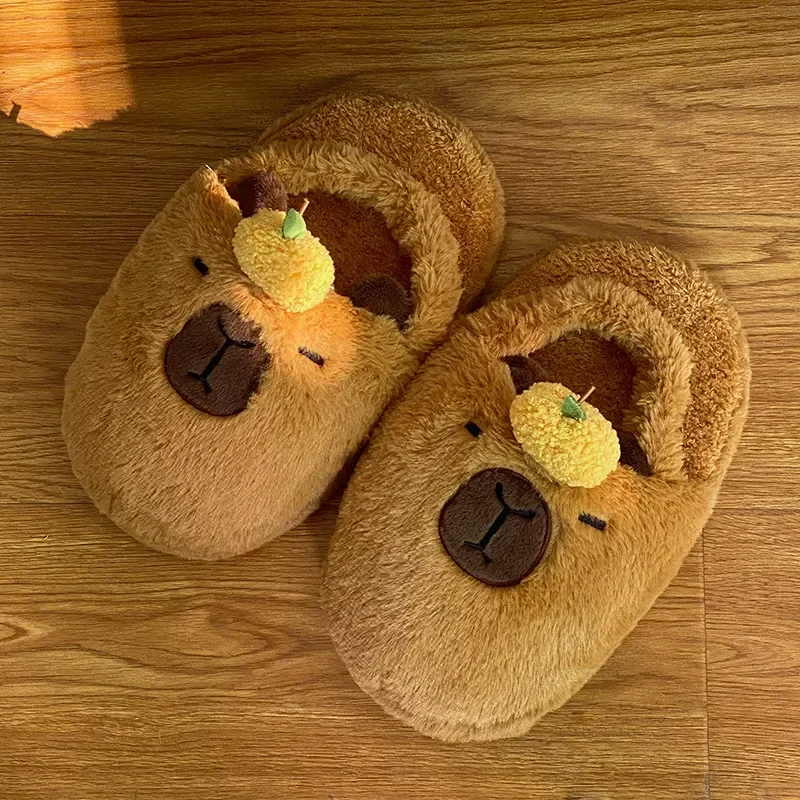 

1Pcs Kawaii Creative Capybara Doll Soft Plush Slippers Cartoon Warm Floor Home Indoor Women Men Shoes for Winter Room Slippers