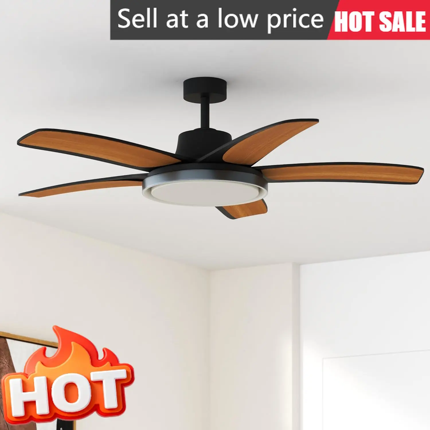 

Low Profile Ceiling Fan With Lights 52 Inch Dimmable Lighting Color Tuning Rgb Ambient Light Alexa App Control Quiet Easy Instal