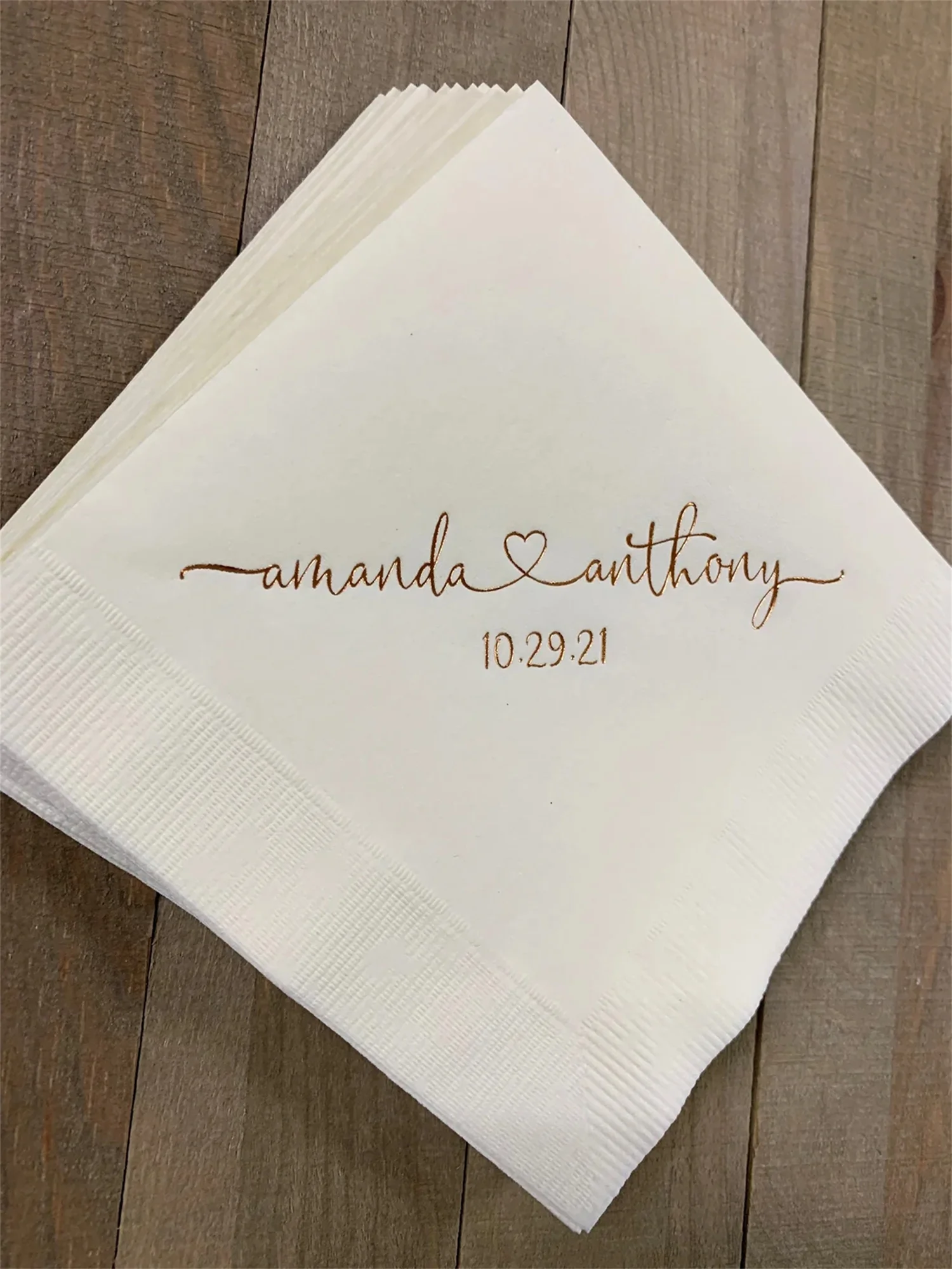 

50 PCS Personalized Wedding Napkins Personalized Heart Connected Monogram Wedding Napkins Custom Bar Napkins Reception LOTS of C