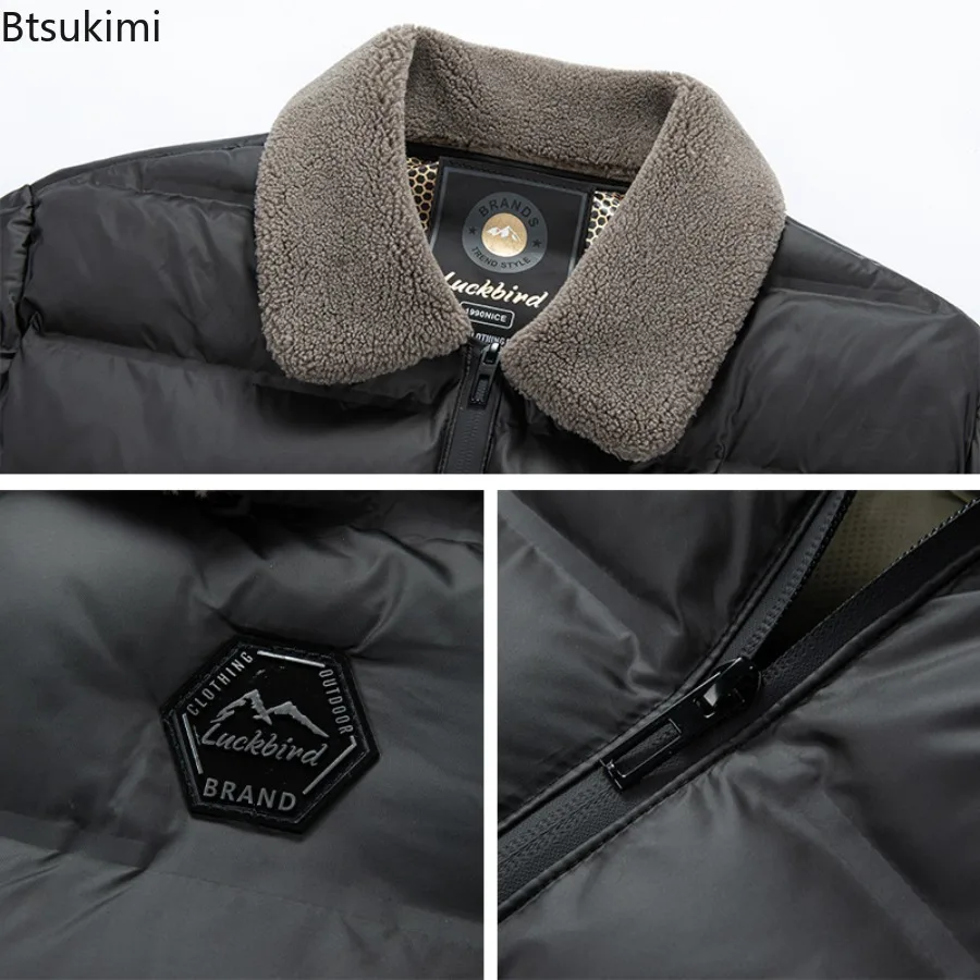 2025 New Winter Parkas Men's Thicken Warm Casual Jackets Fashion Slim Waterproof Cotton-padded Jackets Men Lapel Business Coats