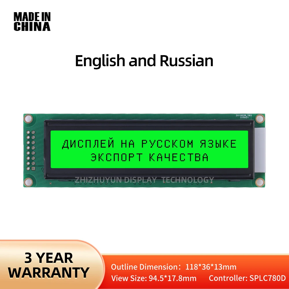 LCD2402A English Russian Rune Screen 24X2 LCM24*2 Lattice Module Cob Emerald Green Light Black Characters