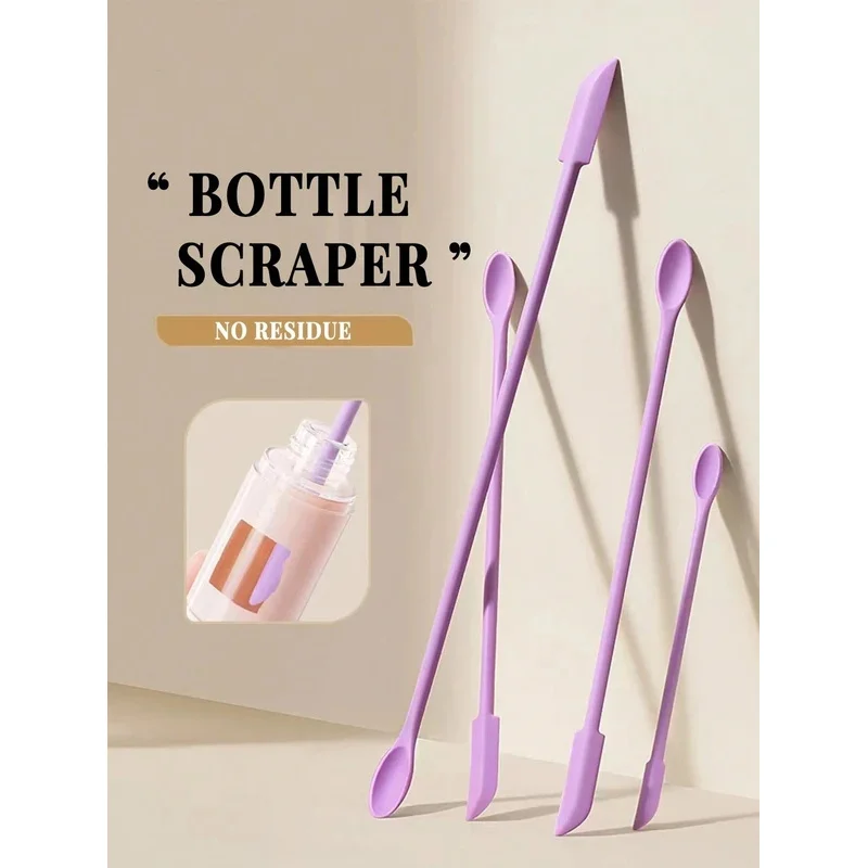 Raspador de Botellas Vacías de Silicona (3 Piezas) con Raspador Negro, Raspador de Base de Maquillaje, Raspador Pequeño para Tarros de Loción para Obtener lo Último del Maquillaje