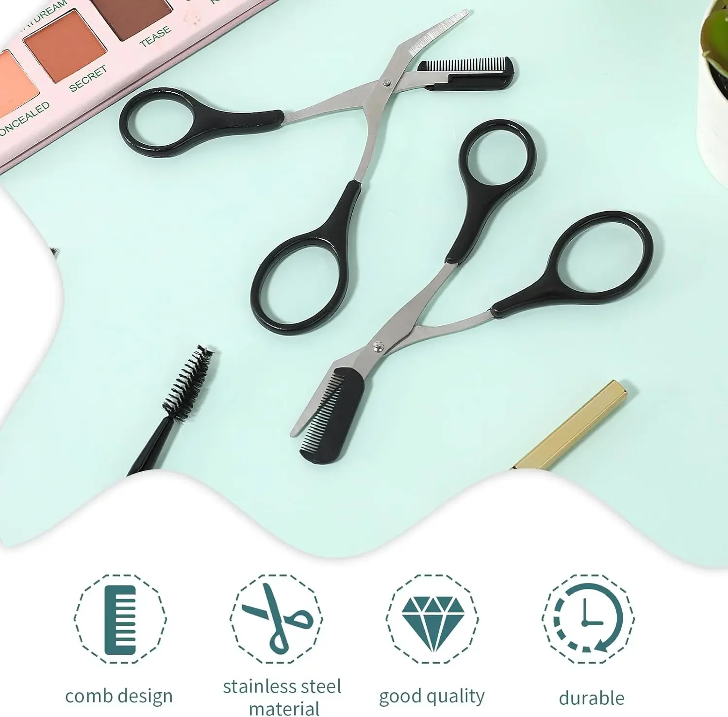 Precision Eyebrow Trimmer Scissors with Comb for Hair Removal - Professional Men Women Eyebrow Scissors