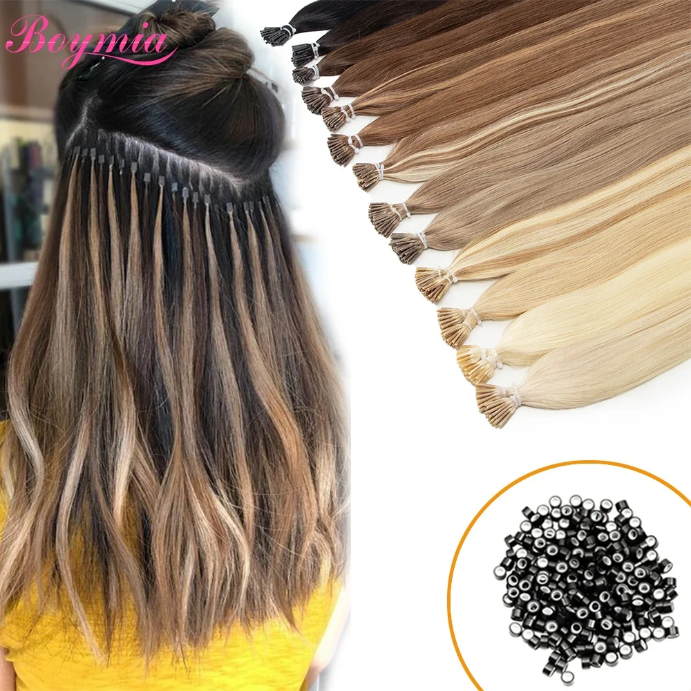 Straight I Tip Hair Extensions Natural Real Human Fusion Hair Extensions 16