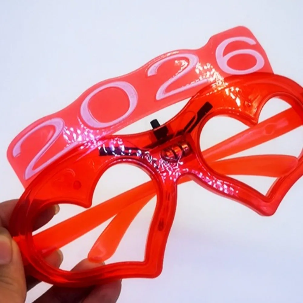 LED lueur 2026 nouvel an lueur lunettes numéro lettre ornements photographiques 2026 LED lueur lunettes coloré éclairer