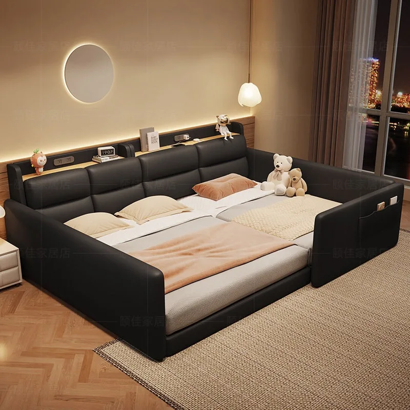 Master bedroom parent-child bed splicing second-child double platform bed modern simple family of four beds 2m x 2m 2 double bed