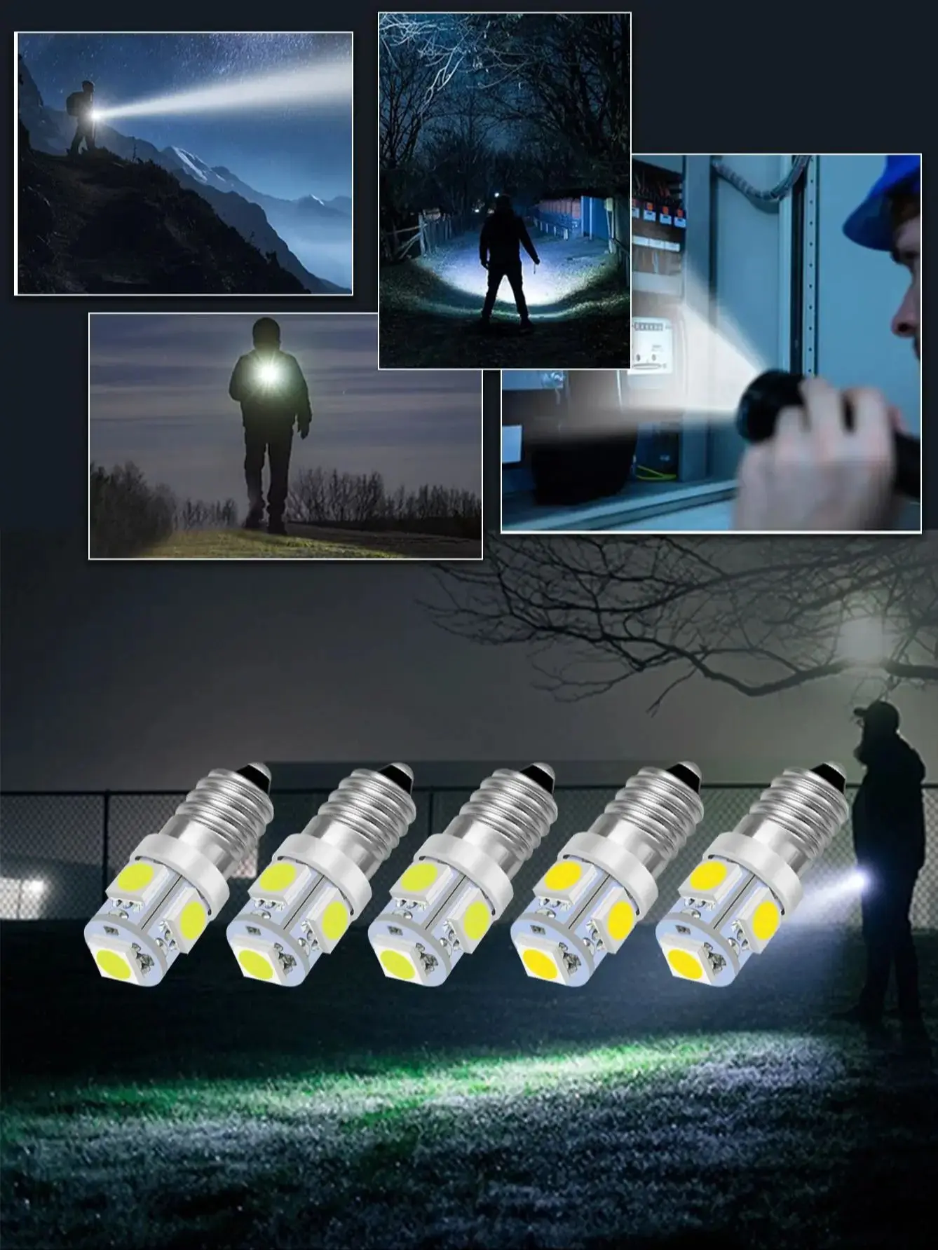 AliExpress NONE 5PCS LED Flashlight Bulb Set car Interior Light 3V 6V 9V 12V 24V Compatible with Metal Threaded Base Bike Replacement Light