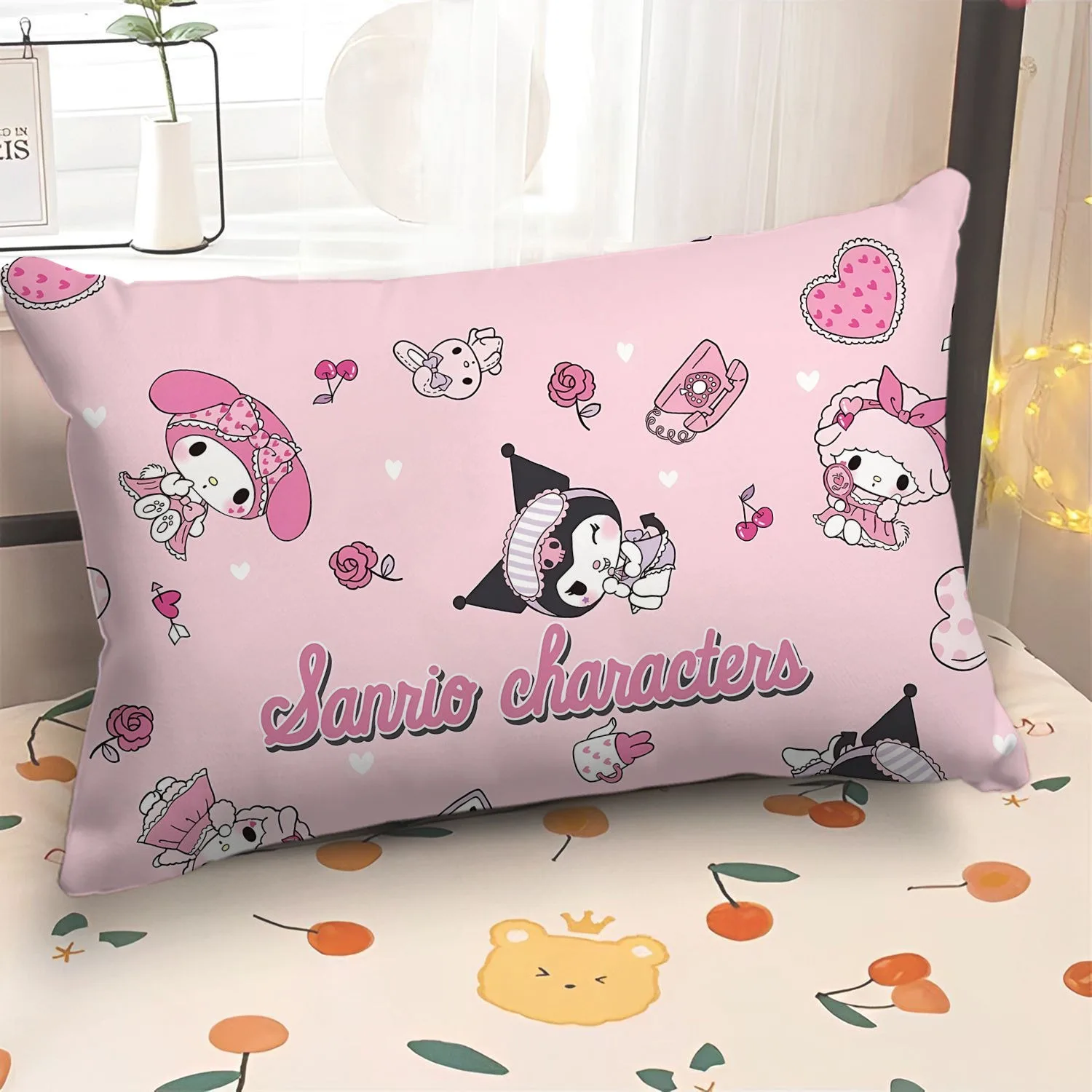 Cute Hello Kitty Kulomi printed Pillowcase Sanrio sofa Cushion Cover soft and comfortable Bedroom room home decoration